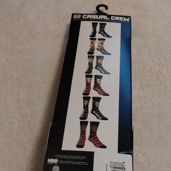 HBO Game of thrones brand new 6 pair Casual Crew socks BNIP - Picture 2 of 9